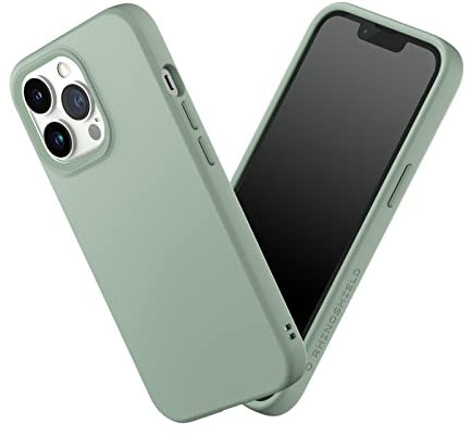 RHINOSHIELD Case kompatibel mit [iPhone 13 Pro] | SolidSuit - Stoßdämpfende & schlanke Schutzhülle mit Premium Finish - 3.5 Meter Fallschutz - Austauschbare Kamera-Ringe - Salbeigrün
