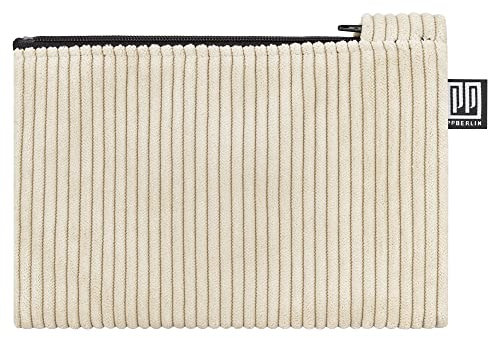 PP-Berlin Etui Medium, Cord Beige, Vegan, Handgenäht in Berlin Kleines Täschchen für Kinder Damen, Herren, Unisex.