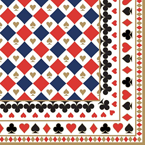 20 Servietten Muster aus dem Casino | Karten | Kartenspiel | Tischdeko | Decoupage | Serviettentechnik 33x33cm