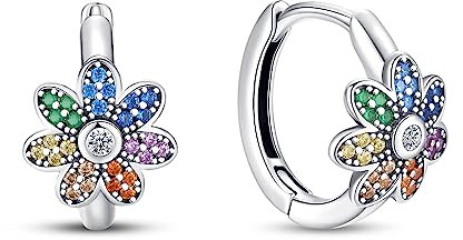 QIKAOLA 925 Sterling Silber Ohrringe für Frauen bunte Creolen kleine Hoop Huggie Ohrringe