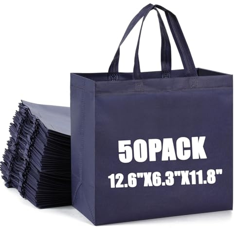 50pcs Reusable Grocery Bags with Handles Non Woven Shopping Tote Bags Bulk