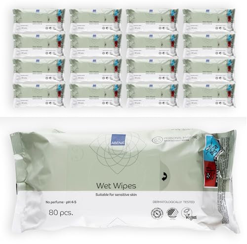 ABENA Feuchttücher 1280 Stück (16x80 Stück), extra weich & komfortabel für empfindliche Haut, Feuchtigkeitsspendende Tücher für Babys & Erwachsene, Dermatologisch Getestet, unparfümiert