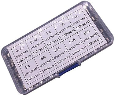 Hemobllo 1 Satz 100 Stück Röhrensicherungen Flinke Sicherungen 5 Ampere Glassicherung Flinke Sicherungen Glassicherung Sortiment Sicherungen Sortiertes Kit 7A Sicherungen Glassicherungen
