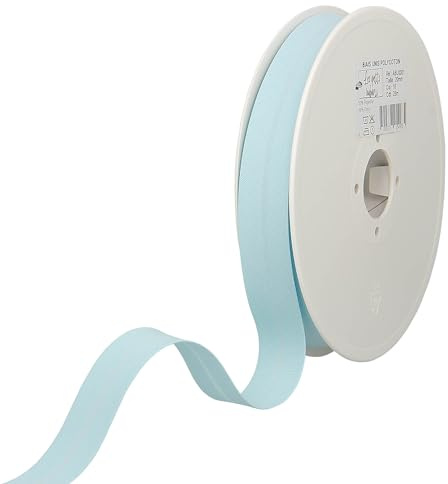 Les Petits Rubans Schrägband – 20 mm breit, gefaltet 10 mm, 25 m Rolle, 50% Baumwolle, 50% Polyester, Bordüre zum Nähen, Banner, Polster, Möbel, Paspeln, Kleidung, Decken