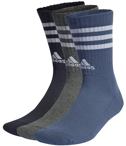 adidas Unisex Kids 3-Stripes Cushioned Crew Socks 3 Pairs, Legend Ink/Preloved Ink S24 / Dark Grey Heather, 4-5 Years