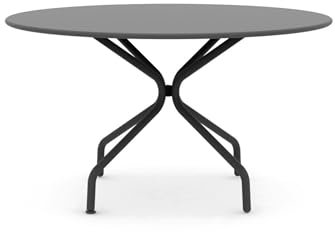 Mondo Viro Runder Tisch aus lackiertem Metall Springtime, für den Garten, 130 x 130 cm, 75 h (Antikgrau)