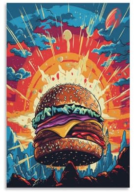 KeAan Hamburger Leinwand Wand Dekoration Leinwanddruck - Bilder - Kunstdruck - Leinwand Bilder - Wandkunst 24x36inch(60x90cm)