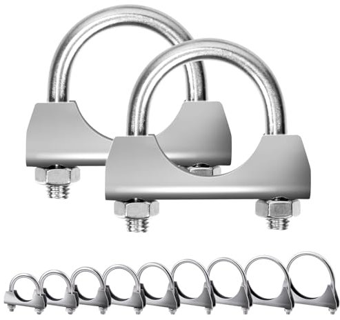 Glarks 2 morsetti a U in acciaio inox 304, 35 mm (1 – 3/8 cm), design con flangia per tubo di scarico