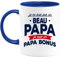 quotedazur - Mug Cadeau Beau-Papa Bonus - Tasse Cadeau Humour Anniversaire Beau-Père - Bleu/Céramique