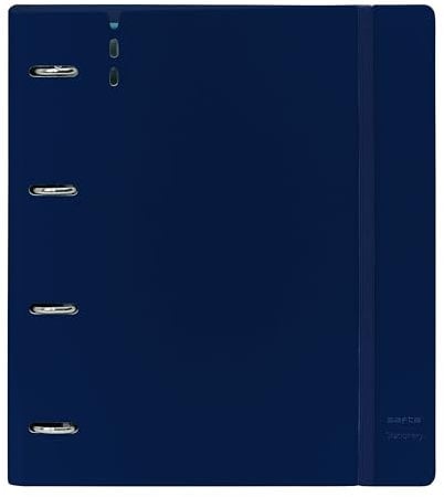 SAFTA - Carpeblock con 4 Anillas de 35 mm, con Recambio, con 100 Hojas A4, Ideal para Niños de Diferentes Edades, Cómoda y Versátil, Calidad y Resistencia, 27x4x32 cmAzul oscuro