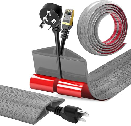 YushengTai Canaleta Cables Suelo Adhesivas, 5cm x 3.0M Pasacables Suelo, Cubre Cables Suelo de PVC para Suelos y Paredes para Hogares, Hotels, Oficinas y Almacenes (Veta de Madera B)
