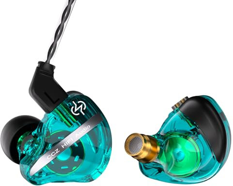 CCZ DC01 PRO HiFi In Ear Monitor Auricolari Potente diaframma per bassi Auricolari da gioco cablati Cuffie con cavo a latenza 0 reale Microfono HD per chiamate musicali Giochi(Verde, senza microfono)
