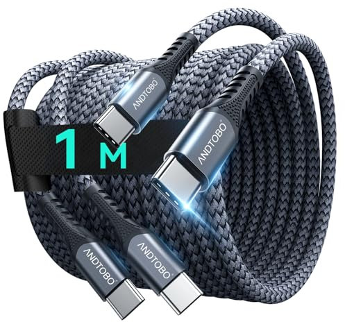 USB C Kabel,【2Stück 1M+1M】60W PD 3.0 Ladekabel USB C Nylon Schnellladekabel USB C Kompatibel mit iPhone 17 Air, iPhone 17 Pro Max, iPhone16 15 Pro Max Plus, Galaxy S23 S24, iPad Pro/Air, MacBook Air