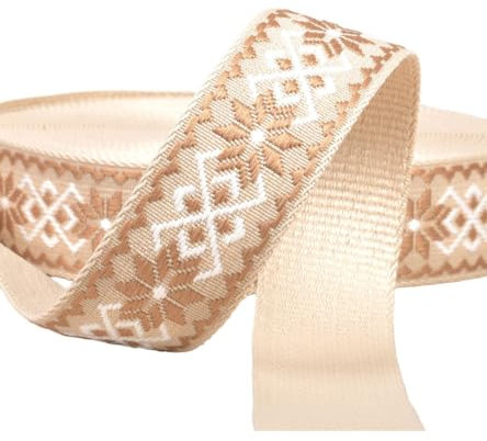 MYMERCERIE Blumengurt, Ethno-Stil, 38 mm, Beige, Meterware