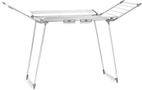 Massido Wäscheständer Rostfrei Outdoor Ausziehbar Groß Wäscheflügeltrockner Wäschetrockner Ständer Stabiler Standtrockner Mit Rutschfesten Füßen Trockenfläche 22 M Lina Weiß 174 x 56 x 108 cm