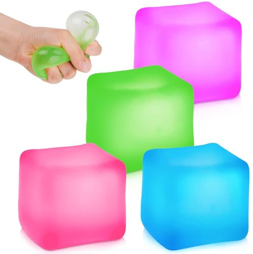 Stressbälle Doh Fidget Cube, 4 Stück Squishy Stressbälle Antistressball, Quetschball Sensory Squeeze Toy für Kinder Erwachsene ADHS, Angst, OCD Angst abbauen und Beruhigung