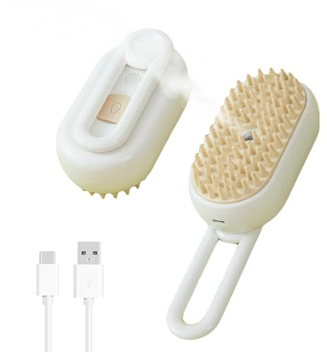 Cat Steam Brush, Self Cleaning 3 in 1 Dog Massage Steamy Grooming Brush Cleanser with Foldable Handle, Multifunctional Rechargeable Cat Grooming for Pet Spray Hair Shedding Removal Comb