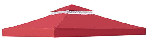 Toldo impermeable de 10 x 10 pies de repuesto con doble nivel y ventilación de aire para jardín, patio, pabellón, cubierta roja