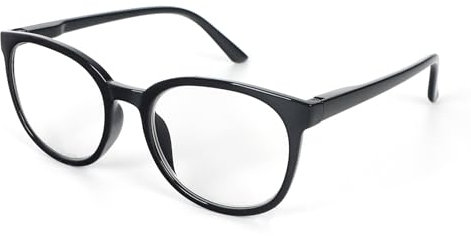 MMOWW Round Reading Glasses for Computer Large Frame Men and Women Blue Light Blocking Glasses (Black, +1.5)