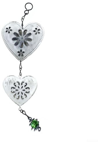 Decorazioni a forma di cuore, in metallo, stile shabby chic, per decorare la casa e il giardino, 3 pezzi