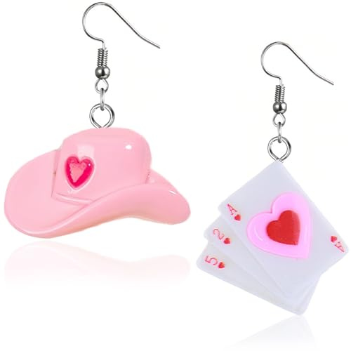 Clyhon 1 Paar Liebe Poker Ohrringe -Einzigartige Designs - Rosa - Damenschmuck Geschenke - Geschenke zum Valentinstag