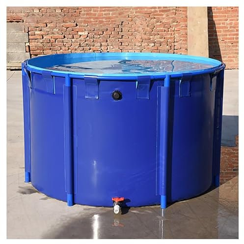 XMWOEIX Fischteich aus Segeltuch, runder oberirdischer PVC-Pool mit Halterung, zusammenklappbarer Wasserspeichertank für den Außenbereich, Bewässerungsplane für Koi-Haltebehälter (1 x 1 x 0,8 m)
