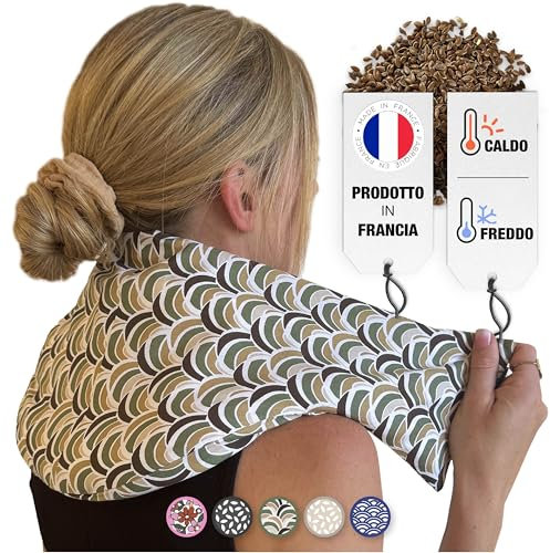 Chill&Rest - Bouillotte cervicales micro ondes déhoussable - Fabriquée en France - Graines de lin - Bouillotte règles douloureuses - cervicales et épaule - Coussin chauffant dos - Vert - La Rétro