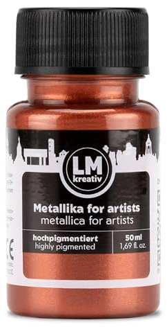 LM-Kreativ Metallika for Artists Peinture acrylique métallique 50 ml Cuivre métallisé pour projets créatifs sur bois, toile, céramique, fort pouvoir couvrant, résistant à la lumière, pour artistes et