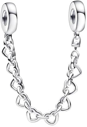 Amuefer Love Chain Safety Chains Charms für Armbänder 925 Sterling Silber mit Cubic Zirkonia Anhänger für Halsketten Geburtstag Weihnachten Schmuck Geschenke für Frauen