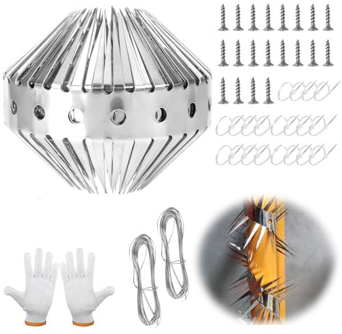 HuaMuDM Marderschutz Fallrohr 200cm, Marderabwehr Fallrohr, Marderabwehrgürtel mit Zubehör, Marderschutz Stacheldraht, Edelstahl Stacheldraht für Marderabwehr, Stacheldraht Tierabwehr für Haus