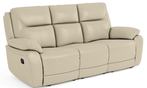 Bostonsofa Atlanta 3-Sitzer Relax-Ledersofa - mit Zero Wall Mechanismus - Komfortable Entspannung - ergonomisches Design - hochwertige Materialien für Ihr Wohnzimmer (90x212x98 cm)