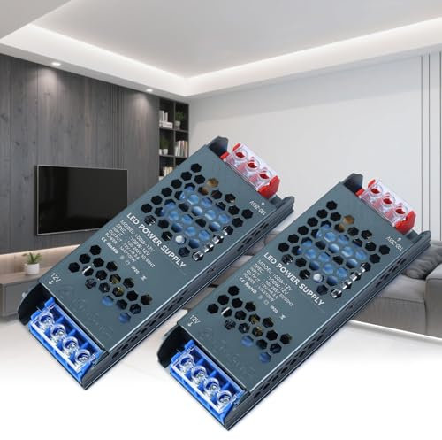 KSIBNW Transformador 220V a 12V, Fuente de Alimentación LED AC 220V a DC 12V 8,3A 100W Driver Fino Conmutada Fuente Alimentación de Voltaje Constante Driver de Bajo Voltaje para Tira LED, 2Piezas