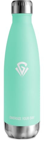 Cantimplora Termica 500ml, Botella Agua Acero Inoxidable sin BPA, Termo Reutilizable, Botella a Prueba de Fugas, Botella Agua Termica para Niños, Escuela, Gimnasio, Senderismo y Viajes