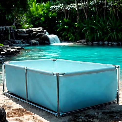 Moubhjd Faltbarer Aquarium-Pool mit PVC-Plane – Robuster Zuchtteich für Kois, Garnelen, Zierfische – Mit Ablassventil & Sichtfenster für einfache Wasserpflege