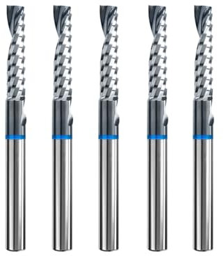 Hardwin Fresa de aluminio CNC de 4 mm de vástago × 15 mm de corte × 45 mm de longitud – Fresa de borde para aleaciones de aluminio – 5 unidades (4 × 15 × 45 mm)