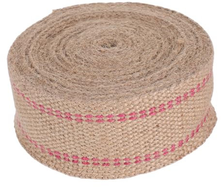 HOMSFOU Cinta de Yute con Rayas Rojas Resistente y Duradera para Reparación de Sillas y Manualidades Cinta de Tapicería para Interiores y Exteriores
