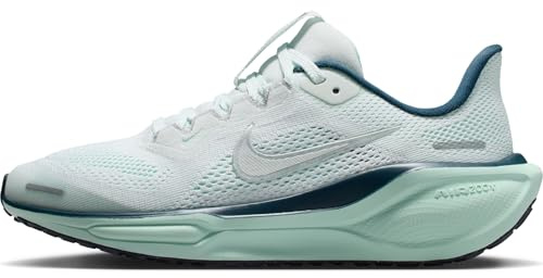 Nike Pegasus 41 Older Kids' Road Running Shoe FN5041, Ghost Aqua Mint Foam Armory Navy Metallic Silver, 5 UK