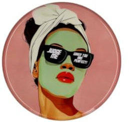 Gift Company Love Trays, Dekotablett, M, Motiv: Frau mit Gesichtsmaske, rund, Altrosa