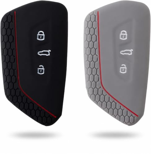 ANBOO 2 Stück Autoschlüssel Hülle - Silikon Keyless Cover kompatibel mit VW Golf 8, ID.4, ID.6, Skoda Octavia, Seat Cupra Formentor & 3-Tasten Schlüssel, VW Schlüsselhülle Schutz