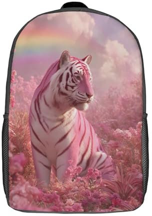 kaiyun Tigre Borsa Da Scuola Giardino rosa Zaino Unisex Bambini,Nero 17inch