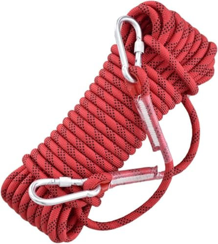 Cuerda De Escalada, Cuerda De Escalada En Roca Al Aire Libre 10 Mm (32 Pies) Cuerda De Escalada En Roca Estática Longitud10 M ~ 200 M para Escape De Escalada En Hielo Rescate D, Red, 10mm*80m