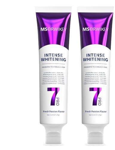 MSDRWIKEY 7Pro Zahnpasta – Lila Gel-Formel mit aufplatzenden Perlen – Fluoridfreie Zahnpasta für die tägliche Mundpflege – Frischer Minzgeschmack – 2 x 120g