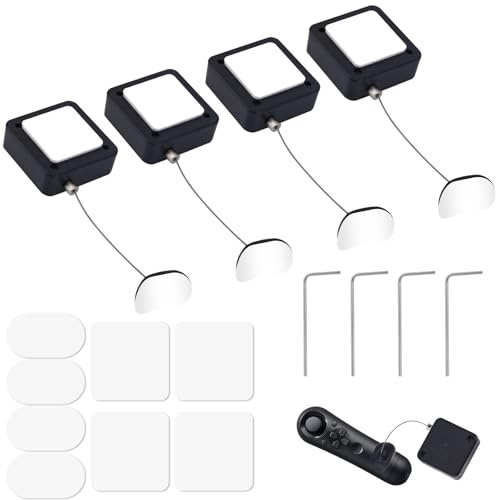 4pcs Retractable Remote Control Tether Locks, 6.56ft Adjustable Security Control Leash Lanyard for Showroom Office Home TV Remotes Gaming Controllers Tablets