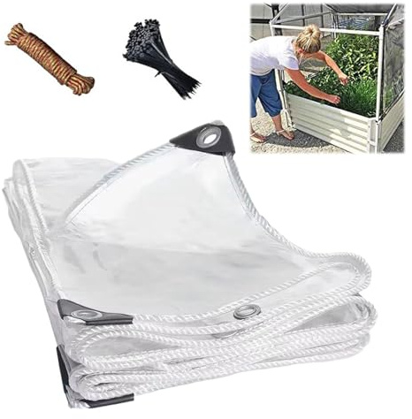 Wasserdichte transparente Plane, strapazierfähig, winddicht, Kunststoffabdeckung mit Ösen, regenbeständig, für Camping, Gartenmöbel, Carport, Pool, Pavillon (1,2 x 3,8 m)