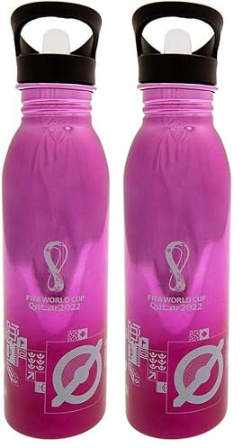 FIFA 2022 Qatar World Cup 700ml Stainless Steel UV Camping Bottle with straw (Pack of 2)