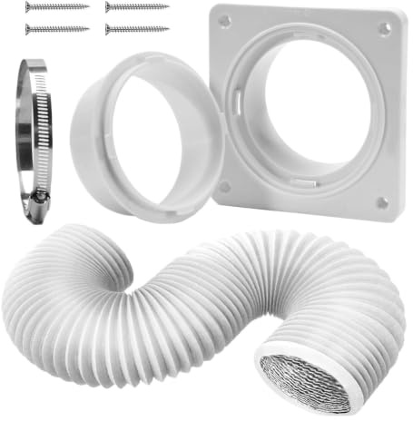 Zofedap Mobile Klimaanlage Abluftset 150cm 4 Zoll PVC-Alu Flexschlauch Wandanschluss Platte Wandmontage Ersatzteile Klimaschlauch Belüftung für Fenster Küche Bad Wohnwagen