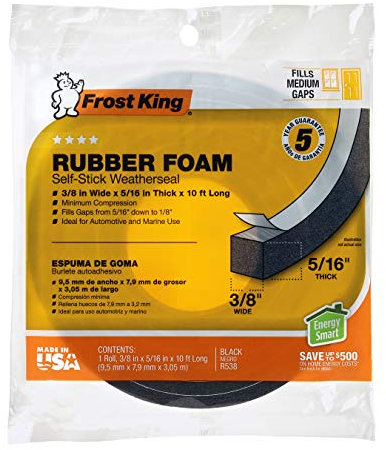 Frost King R538H Schaumstoff-Klebeband, schwarz, 3/8 W, 5/16 T, 10 ft L