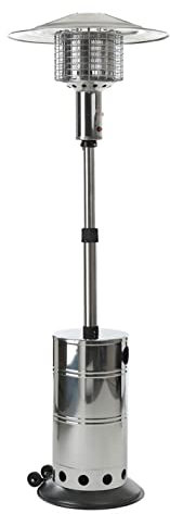 GRILLCHEF Gasheizstrahler | Mit Neigungswinkel-Abschaltautomatik & stufenlos regelbare Gaszufuhr | Schwenkbarer Reflektor aus Aluminium | Variable Höhenverstellung durch Teleskop-Funktion [Edelstahl]