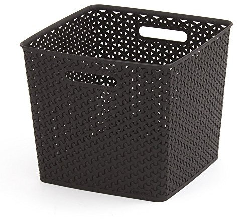 Curver 03613-210-00 My Style Foldaway Storage Box Rattan Effect Large 30 L Tall Chocolate