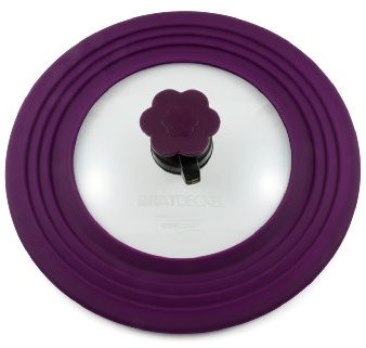 Kochblume Bratdeckel mit Automatikventil | Hitzebeständig bis 180°C | Spülmaschinenfest | Für Töpfe und Pfannen von 22-28cm | Farbe: lila